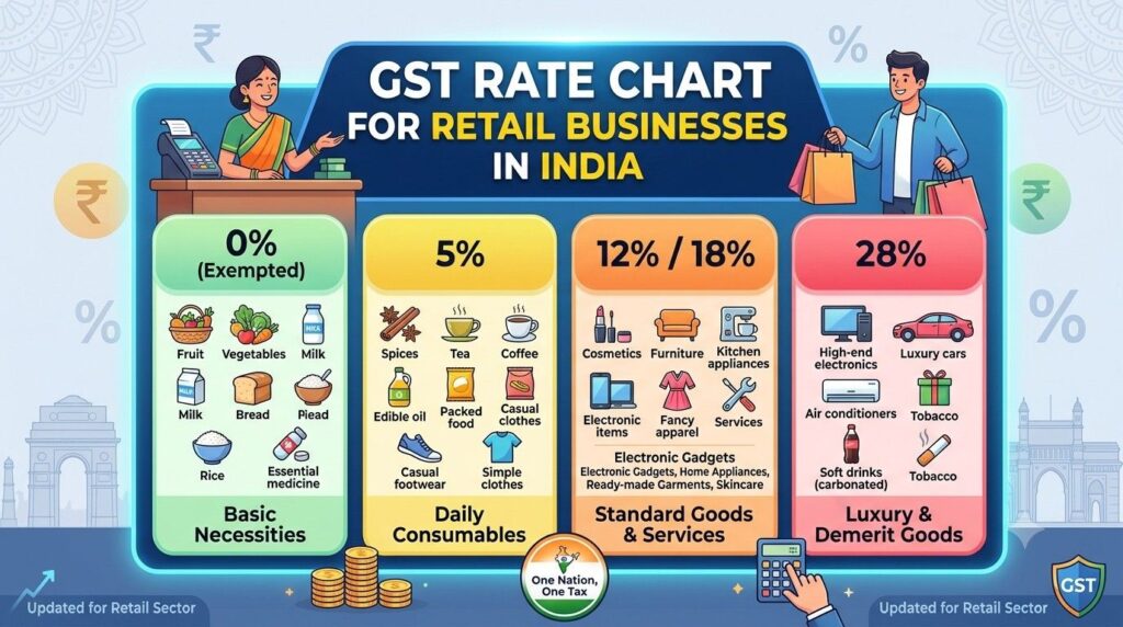 GST Rate Chart for Retail Businesses in India